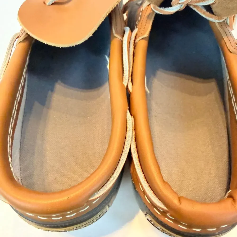 LL Bean Rubber Moc Low Duck Boots Men's 8M Brown Leather Rubber Waterproof